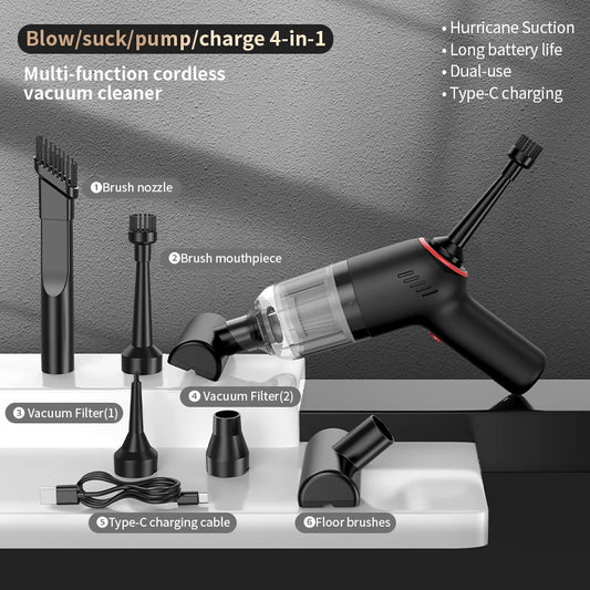 JMT-383562 Cordless Handheld Vacuum Cleaner with Blower and Air Pump Function for Cars