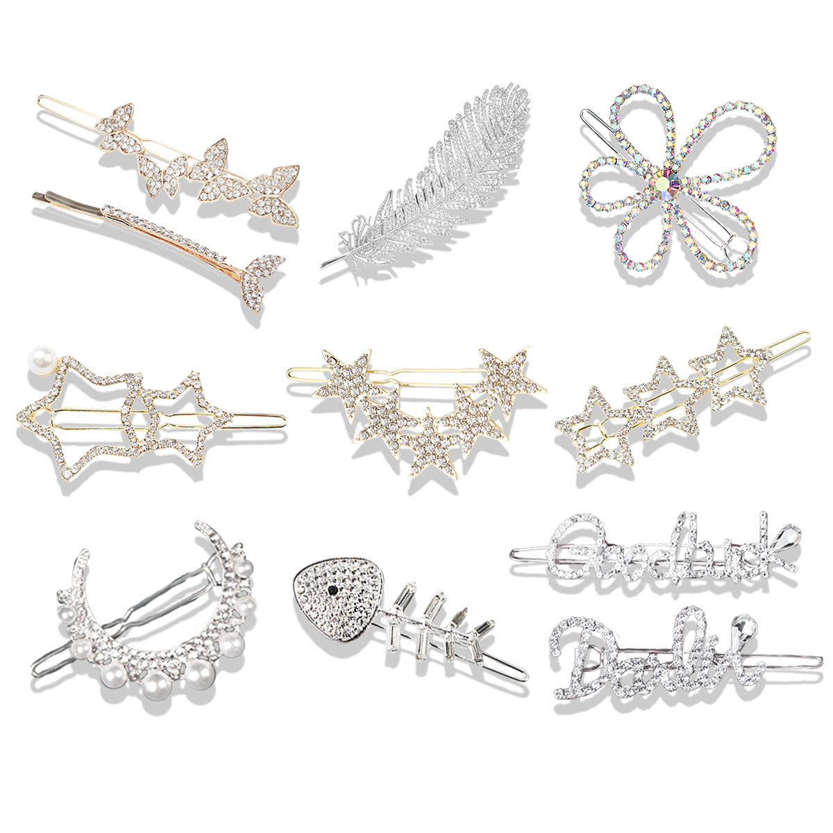 JMT-383626 Chic Alloy Rhinestone Hairpin with Alphabet Design for Women