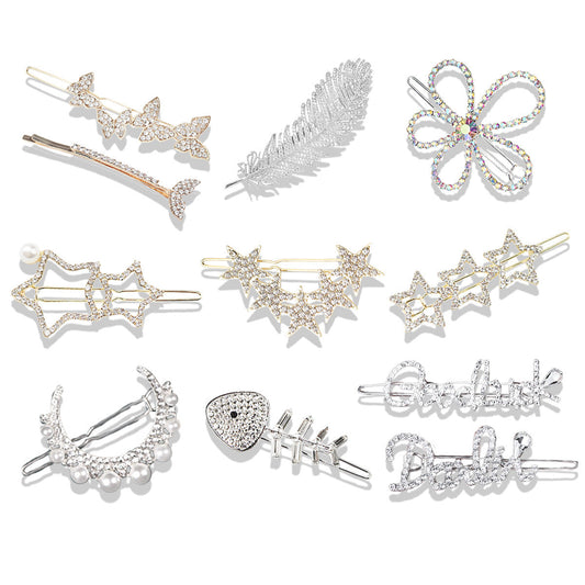 JMT-383626 Chic Alloy Rhinestone Hairpin with Alphabet Design for Women