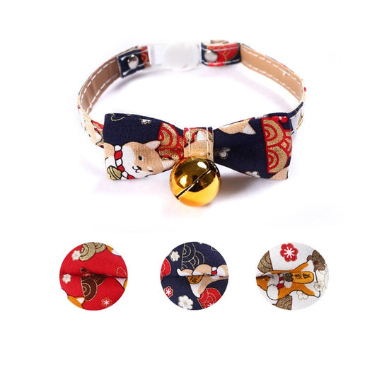 JMT-383754 Shiba Inu Cartoon Pattern Adjustable Pet Bow Tie - Nylon, 17-30cm