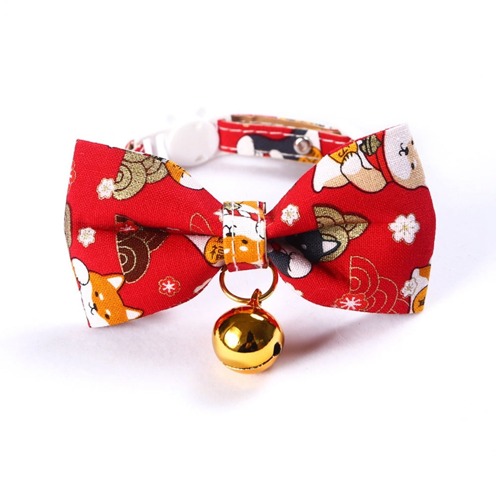 JMT-383754 Shiba Inu Cartoon Pattern Adjustable Pet Bow Tie - Nylon, 17-30cm