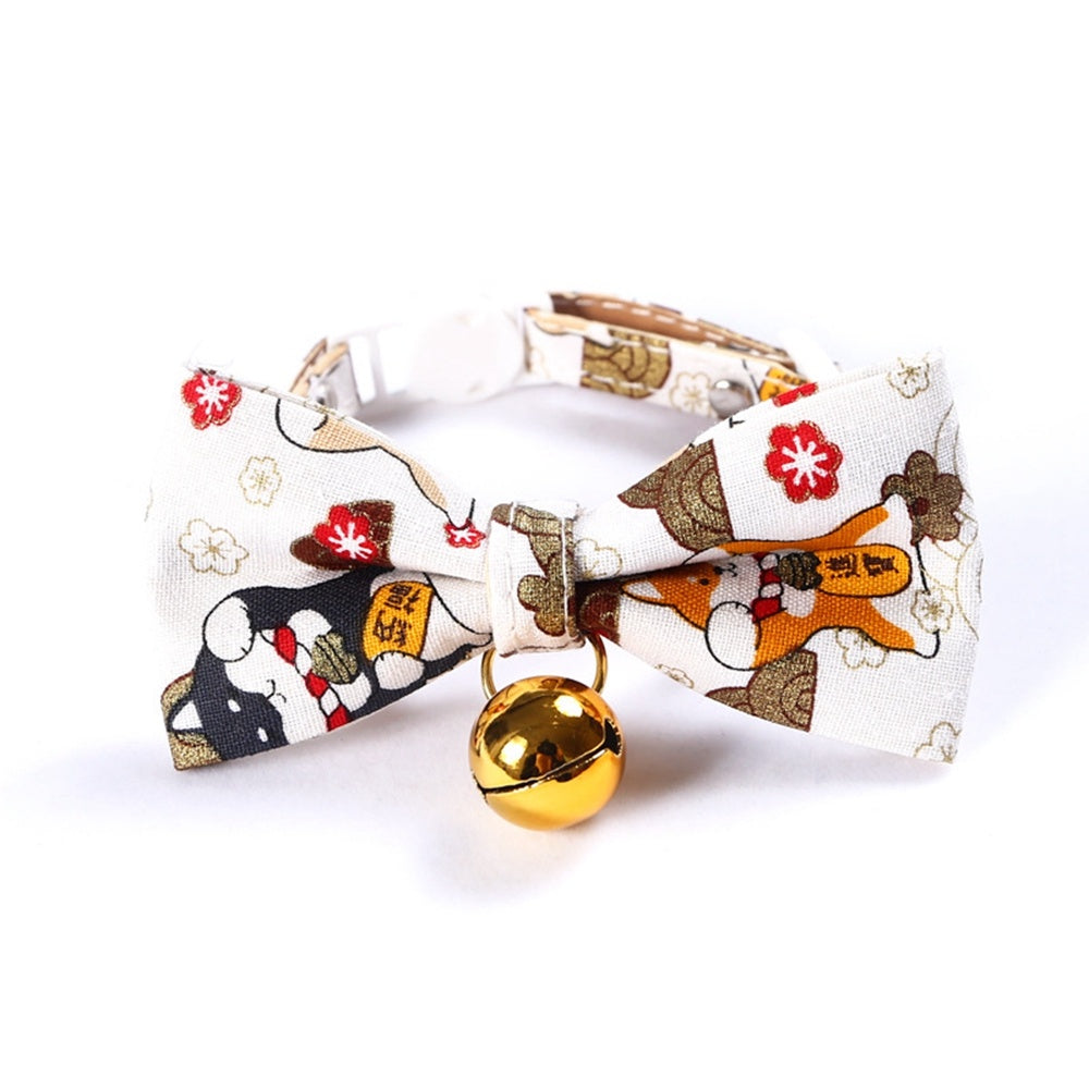 JMT-383754 Shiba Inu Cartoon Pattern Adjustable Pet Bow Tie - Nylon, 17-30cm