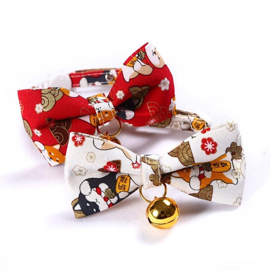 JMT-383754 Shiba Inu Cartoon Pattern Adjustable Pet Bow Tie - Nylon, 17-30cm