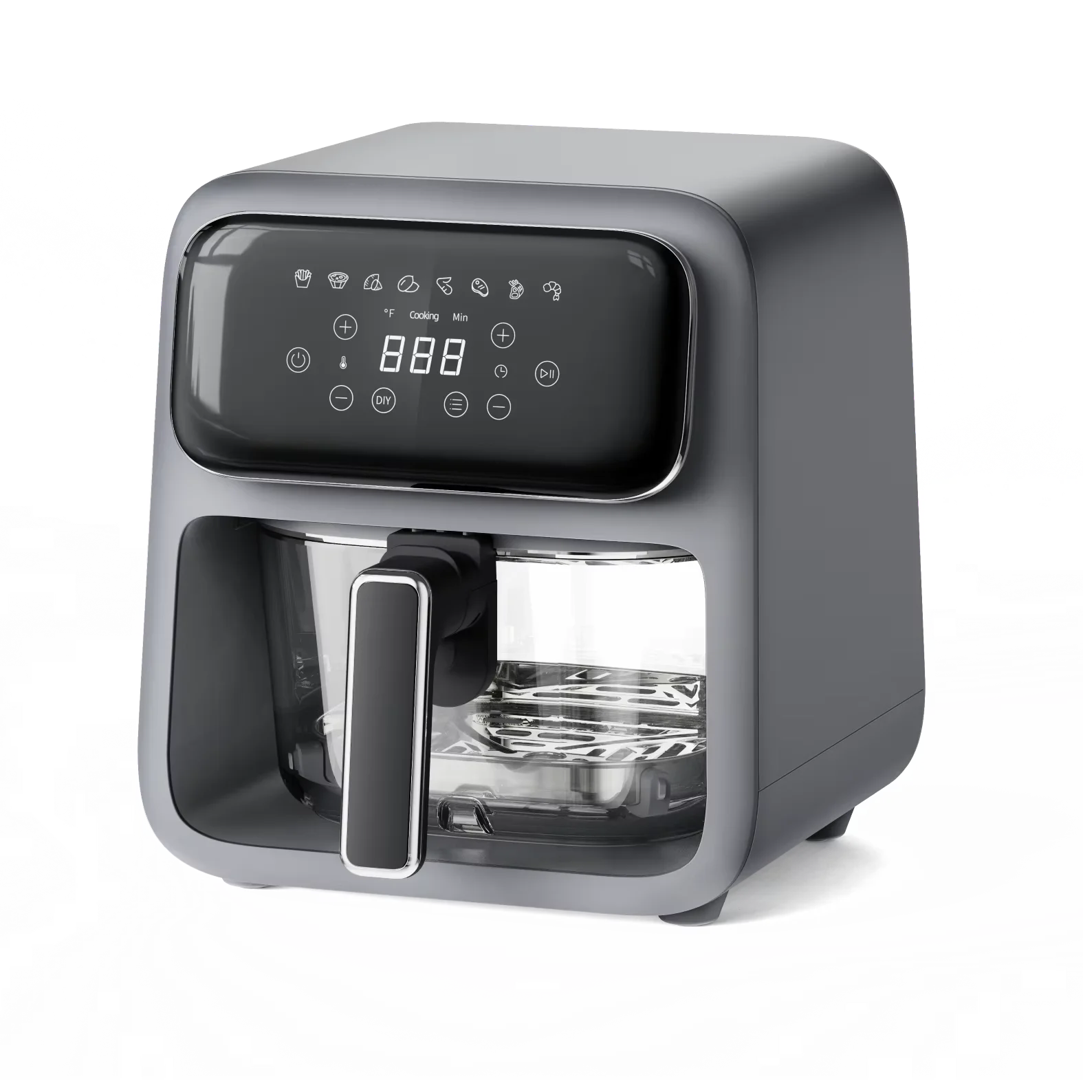 JMT-384010 4L Heat-Resistant Borosilicate Glass Air Fryer with Digital Display and Custom Colour Options