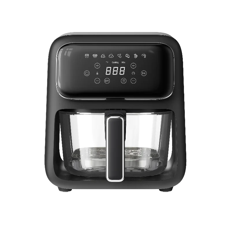 JMT-384010 4L Heat-Resistant Borosilicate Glass Air Fryer with Digital Display and Custom Colour Options