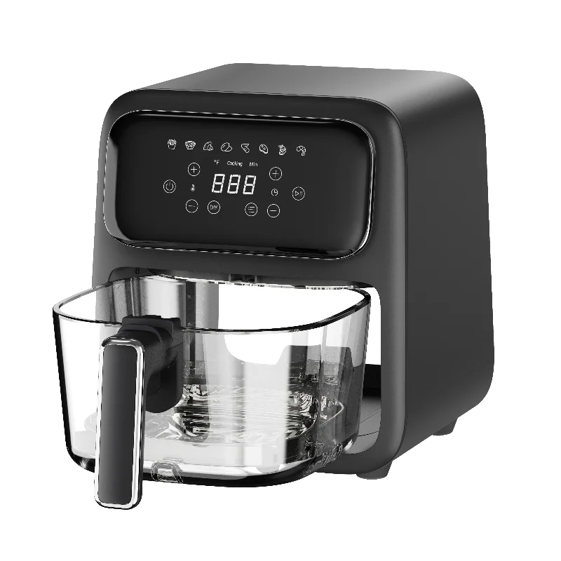 JMT-384010 4L Heat-Resistant Borosilicate Glass Air Fryer with Digital Display and Custom Colour Options