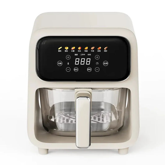 JMT-384010 4L Heat-Resistant Borosilicate Glass Air Fryer with Digital Display and Custom Colour Options