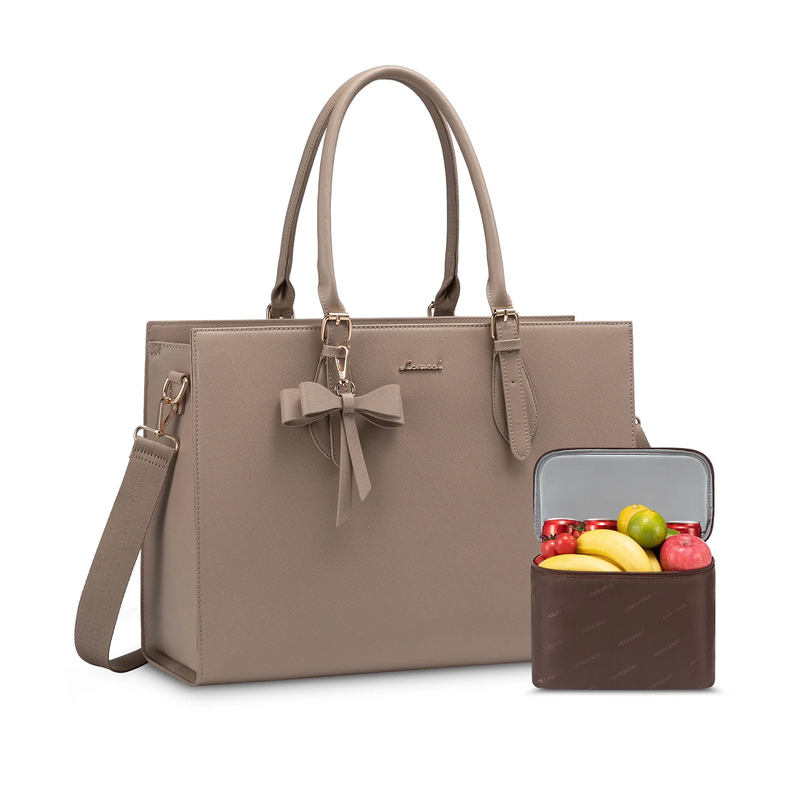 JMT-384074 Insulated Laptop Lunch Tote Bag with Removable Pocket for 15.6 Inch Laptops - Large Capacity Handbag for Work