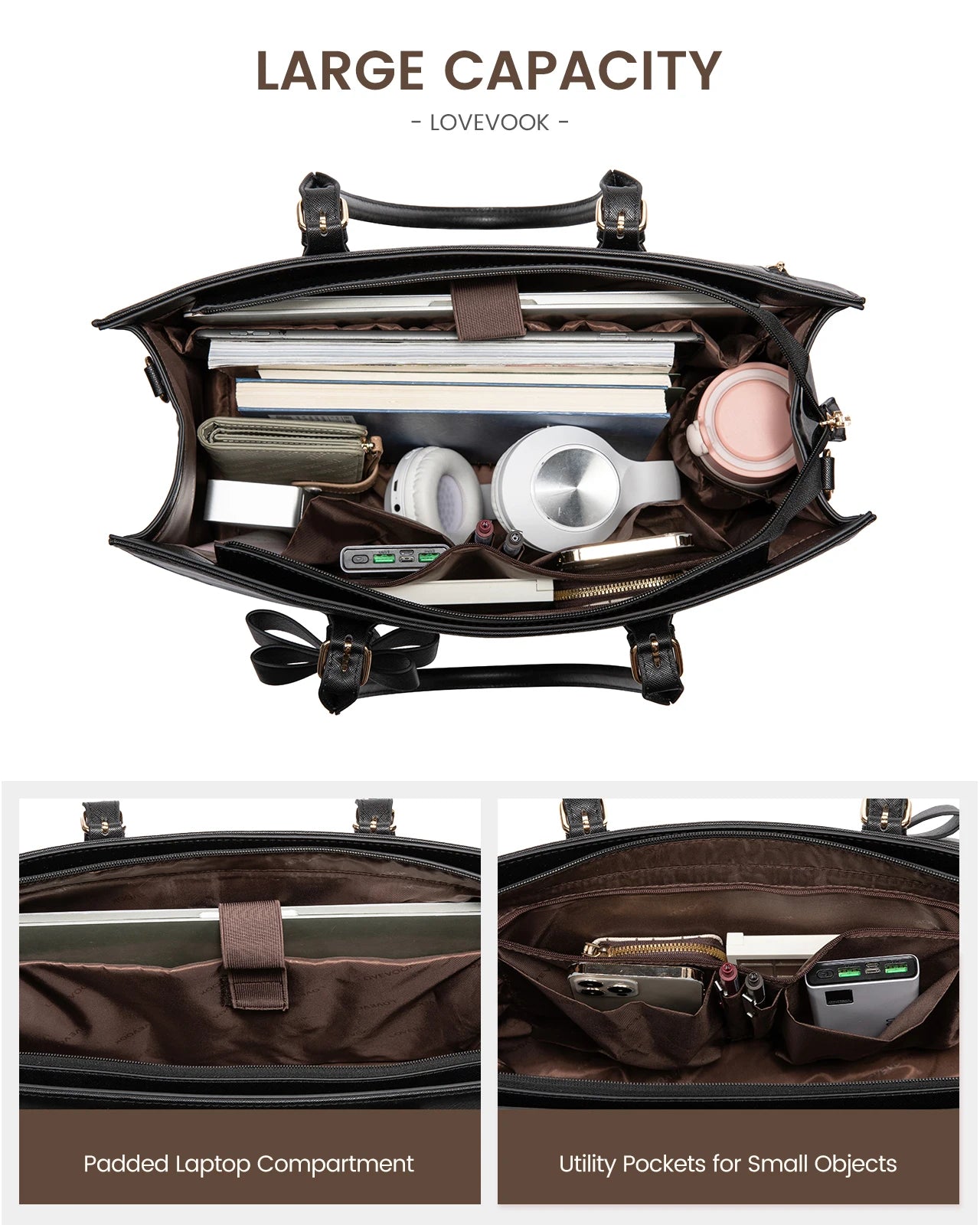 JMT-384074 Insulated Laptop Lunch Tote Bag with Removable Pocket for 15.6 Inch Laptops - Large Capacity Handbag for Work
