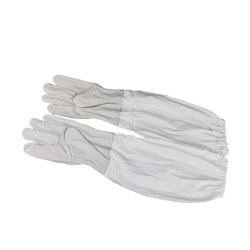 JMT-384330 BeeWARE Polyester Cotton Sheepskin Anti-Bee Gloves - Yellow and White, Ideal for Beekeeping and Harvesting