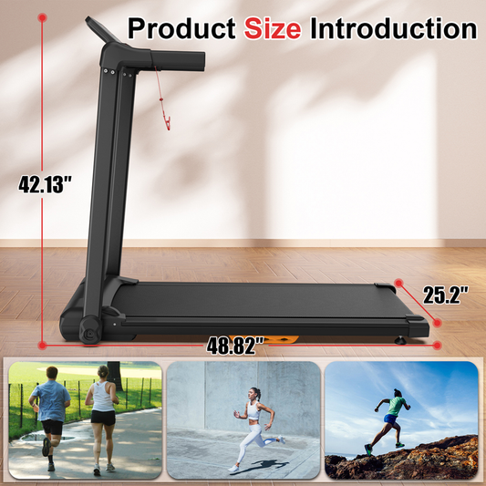 JMT-384330 Foldable Electric Treadmill with 2.5HP Motor, 12KMH Speed, Incline, Bluetooth, Heart Rate Sensor, and Cup Holder for Home Fitness