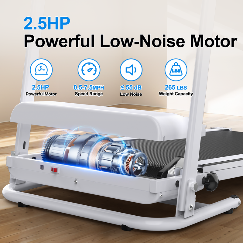 JMT-384330 Foldable Electric Treadmill with 2.5HP Motor, 12KMH Speed, Incline, Bluetooth, Heart Rate Sensor, and Cup Holder for Home Fitness