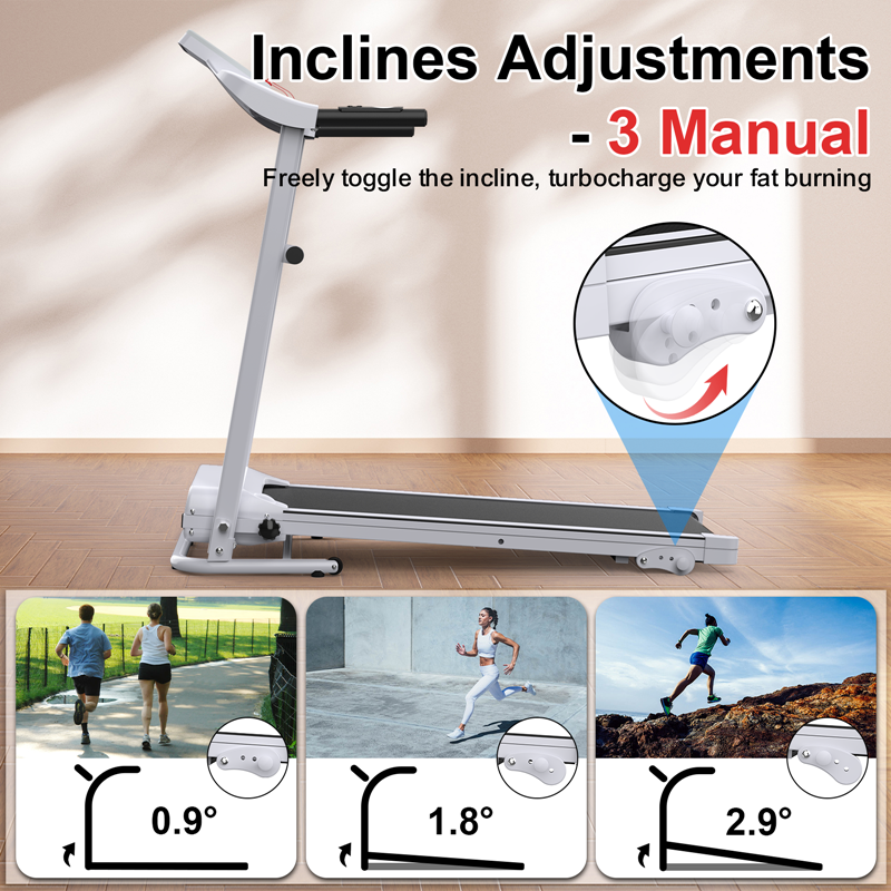 JMT-384330 Foldable Electric Treadmill with 2.5HP Motor, 12KMH Speed, Incline, Bluetooth, Heart Rate Sensor, and Cup Holder for Home Fitness