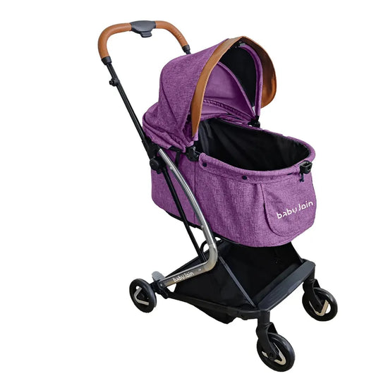 JMT-384522 Lightweight Aluminium 4-Wheel Pet Stroller with One-Click Fold, Comfortable Mesh Ventilation for Small Dogs and Cats
