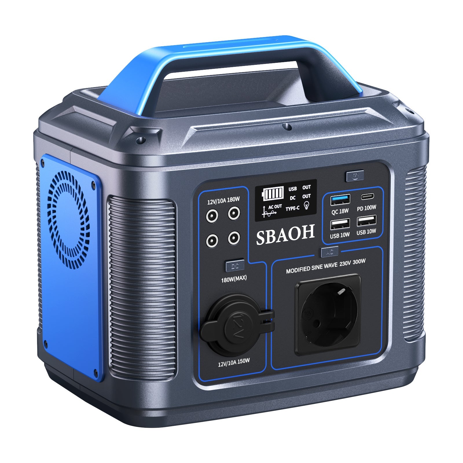 JMT-384586 Portable Solar Power Station 296Wh with Multiple Charging Options and LED Flashlight for Outdoor Use