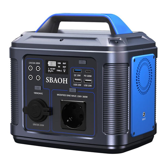 JMT-384586 Portable Solar Power Station 296Wh with Multiple Charging Options and LED Flashlight for Outdoor Use