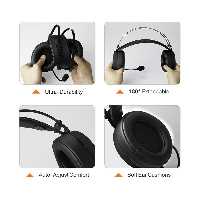 JMT-384906 Wired Headset with Heavy Bass for Gaming and Communication - 3.5mm Jack, Including Microphone, 50mm Speakers, Comfortable Design