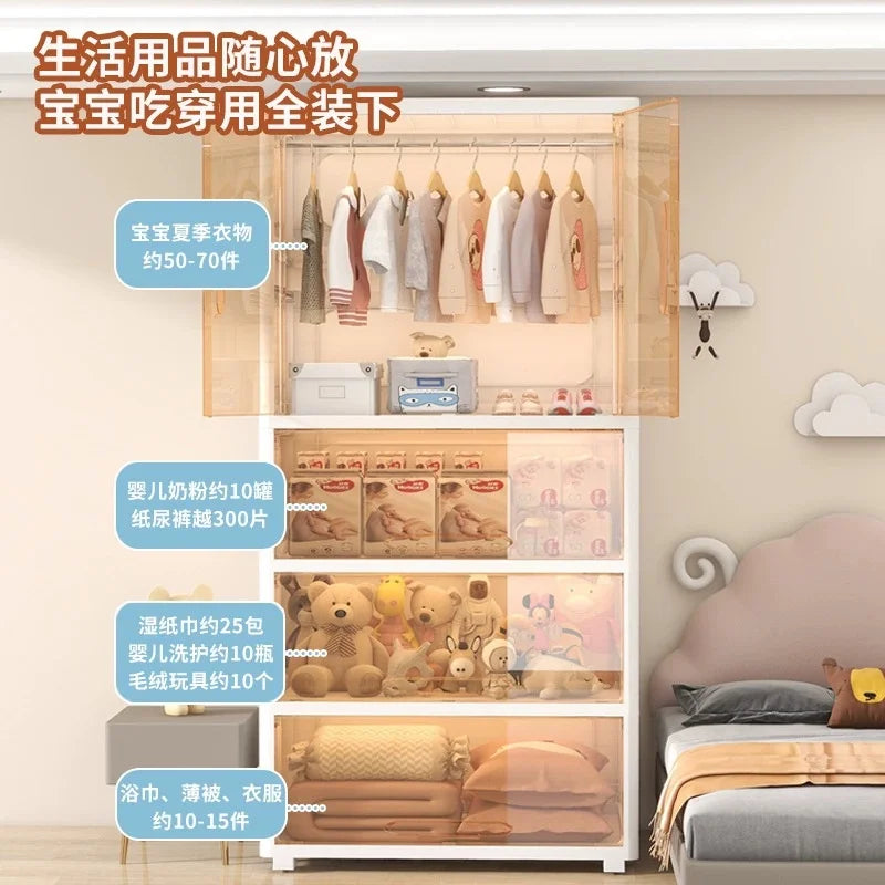 JMT-385354 Versatile Removable Plastic Rolling Trolley Cabinet for Living Room, Bathroom, and Kitchen Storage