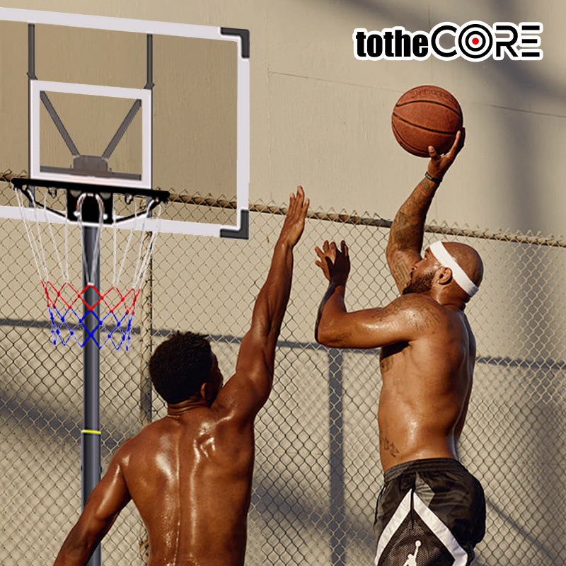 JMT-385482 Portable Adjustable Basketball Hoop with PC Backplate, Large Base, and Wheels (5.25-8.53 Ft)