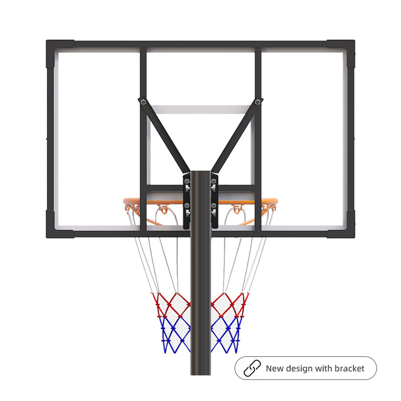 JMT-385482 Portable Adjustable Basketball Hoop with PC Backplate, Large Base, and Wheels (5.25-8.53 Ft)