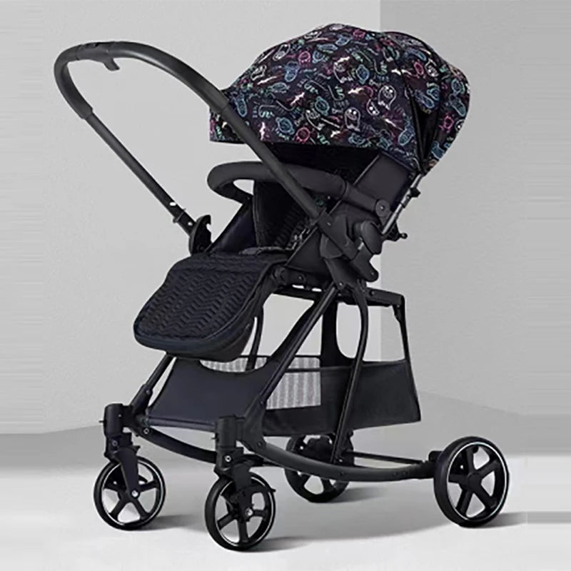 JMT-385546 Portable Luxury 2-in-1 Lightweight Baby Stroller - Reversible Push, Sitting or Lying Position, Large Storage Frame