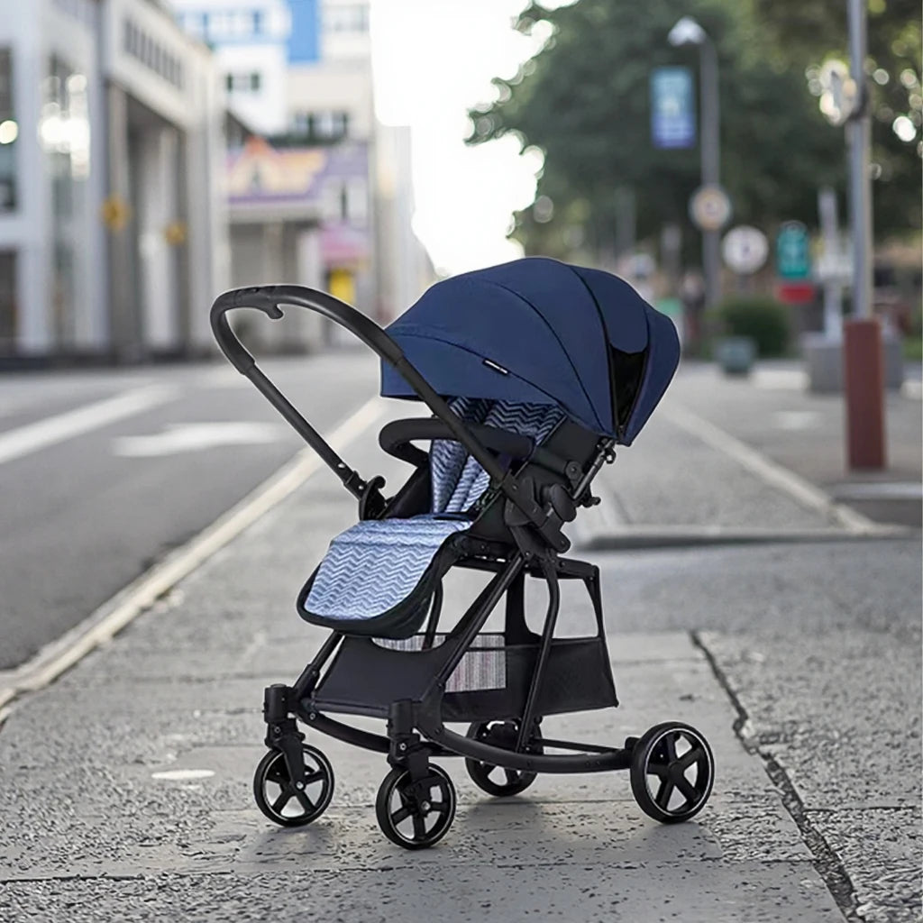 JMT-385546 Portable Luxury 2-in-1 Lightweight Baby Stroller - Reversible Push, Sitting or Lying Position, Large Storage Frame