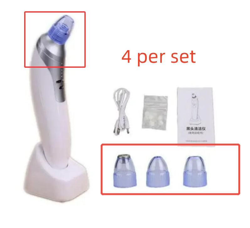 JMT-385546 Rechargeable Electronic Blackhead Remover with 4 Interchangeable Tips and LED Display