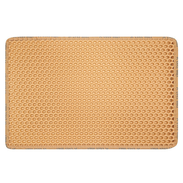 JMT-385866 Double Layer Cat Litter Mat with Unique Rice Shape Design for Effective Litter Trapping and Easy Cleaning, Waterproof EVA Material, Yellow