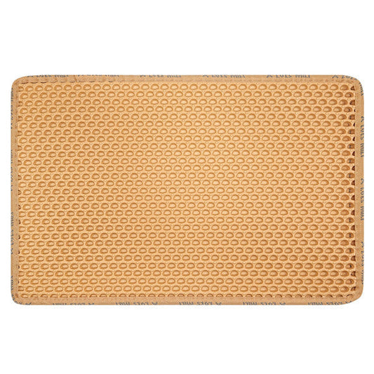 JMT-385866 Double Layer Cat Litter Mat with Unique Rice Shape Design for Effective Litter Trapping and Easy Cleaning, Waterproof EVA Material, Yellow
