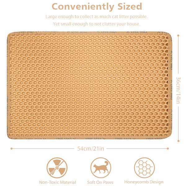 JMT-385866 Double Layer Cat Litter Mat with Unique Rice Shape Design for Effective Litter Trapping and Easy Cleaning, Waterproof EVA Material, Yellow
