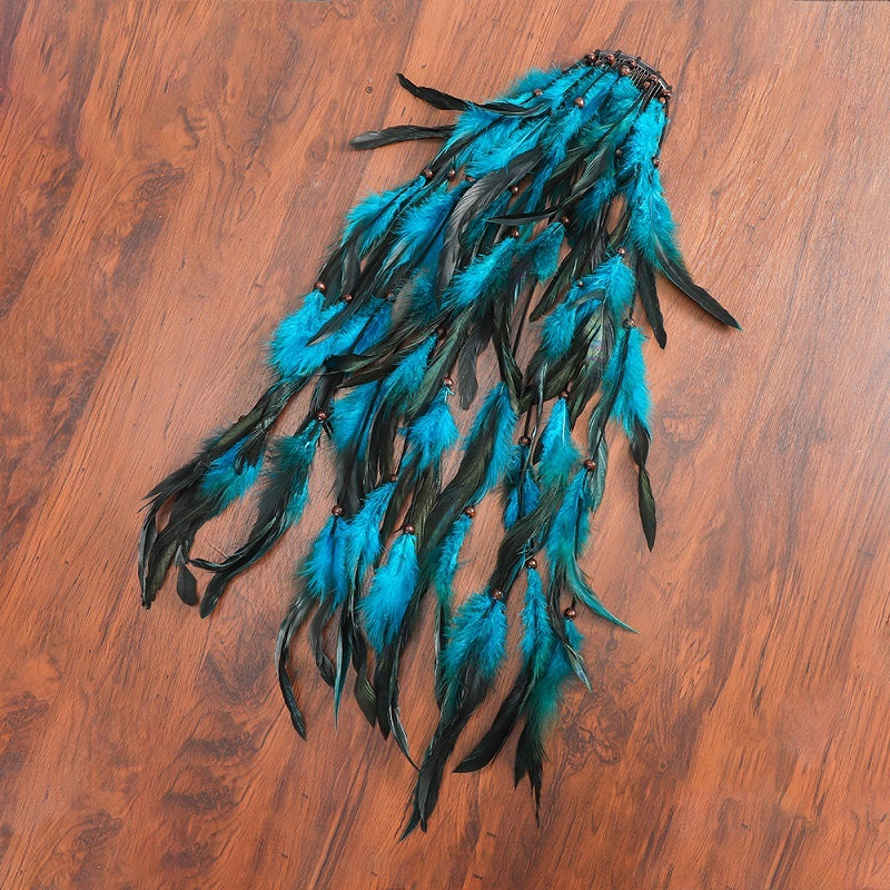 JMT-385930 Bohemian Feather Headband Hair Comb for Festivals, Versatile Fashion Accessory for Women