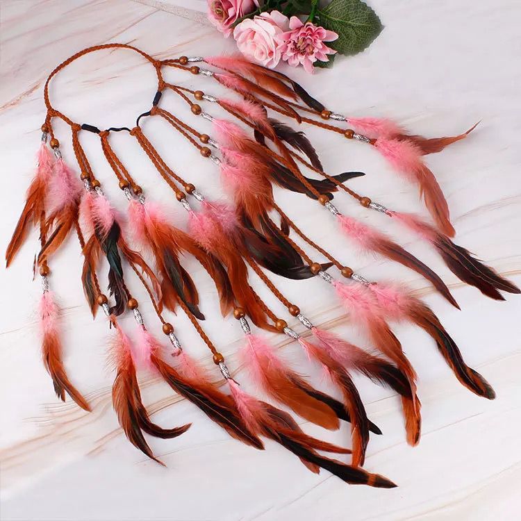 JMT-385930 Bohemian Feather Headband Hair Comb for Festivals, Versatile Fashion Accessory for Women