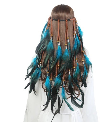 JMT-385930 Bohemian Feather Headband Hair Comb for Festivals, Versatile Fashion Accessory for Women