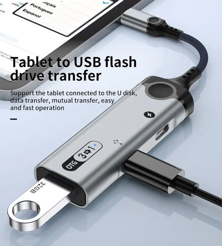 JMT-386058 High-Speed USB 3.0 to Type-C OTG Adapter with Fast Charging and 5Gbps Data Transmission