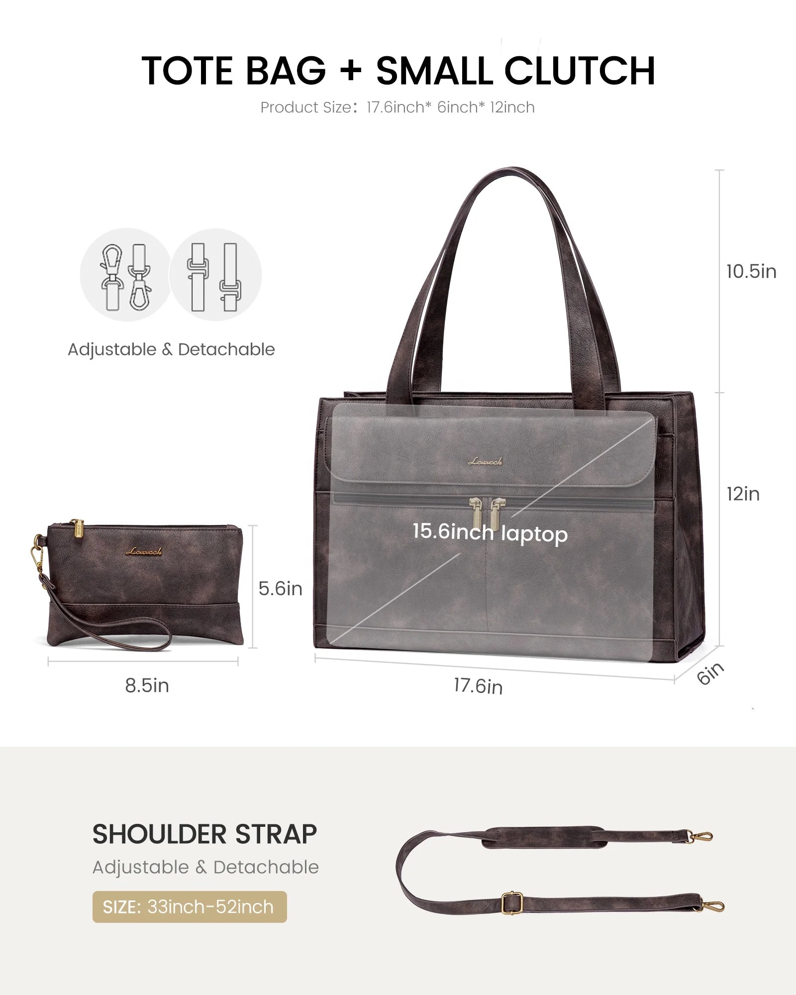 JMT-386378 Retro Laptop Tote Bag for Women - Stylish Office and Travel Shoulder Bag