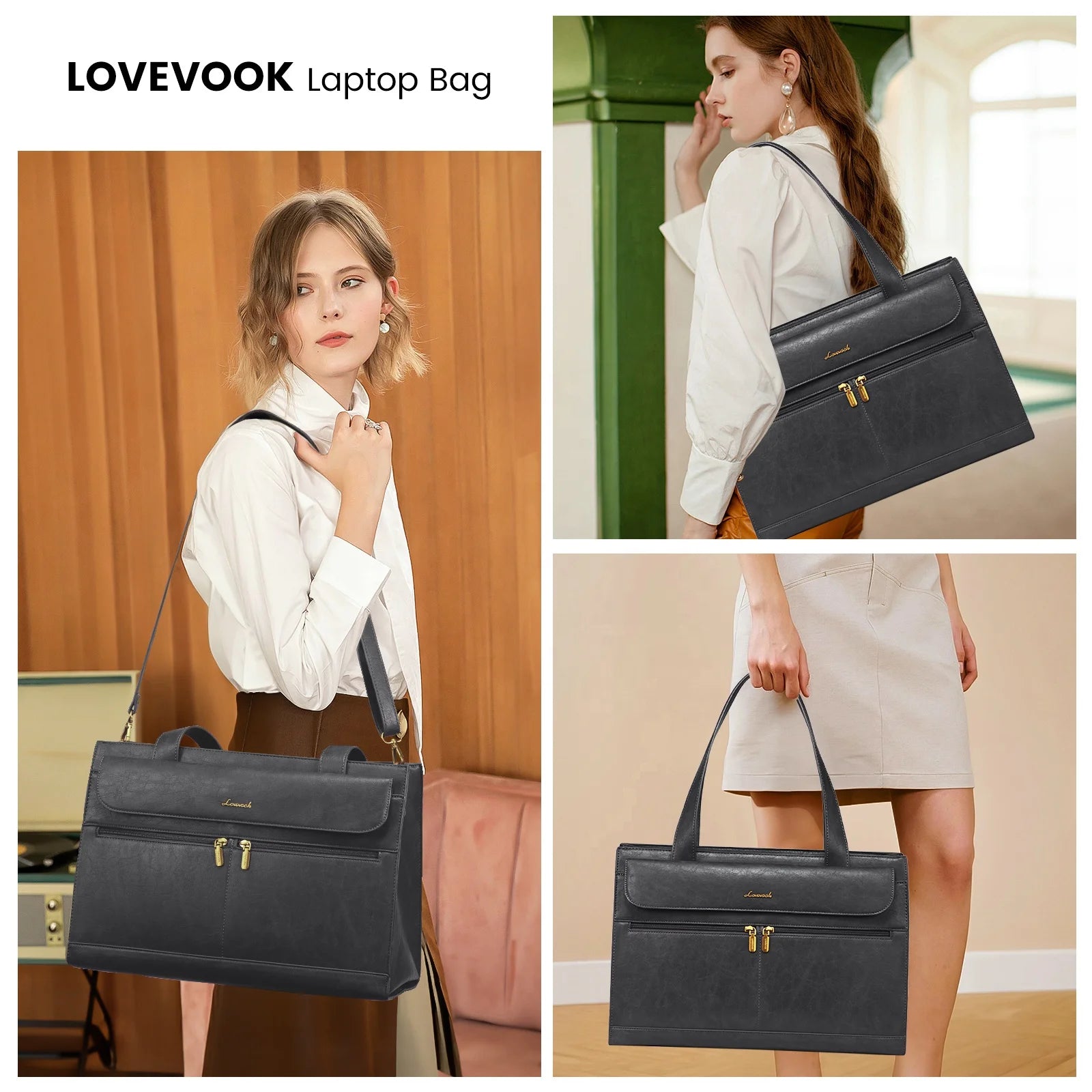 JMT-386378 Retro Laptop Tote Bag for Women - Stylish Office and Travel Shoulder Bag