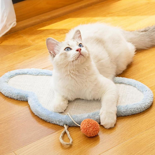JMT-386570 Wall-Mounted Natural Sisal Cat Scratching Mat with Cute Sleeping Cat Design - Durable Indoor Furniture Protector