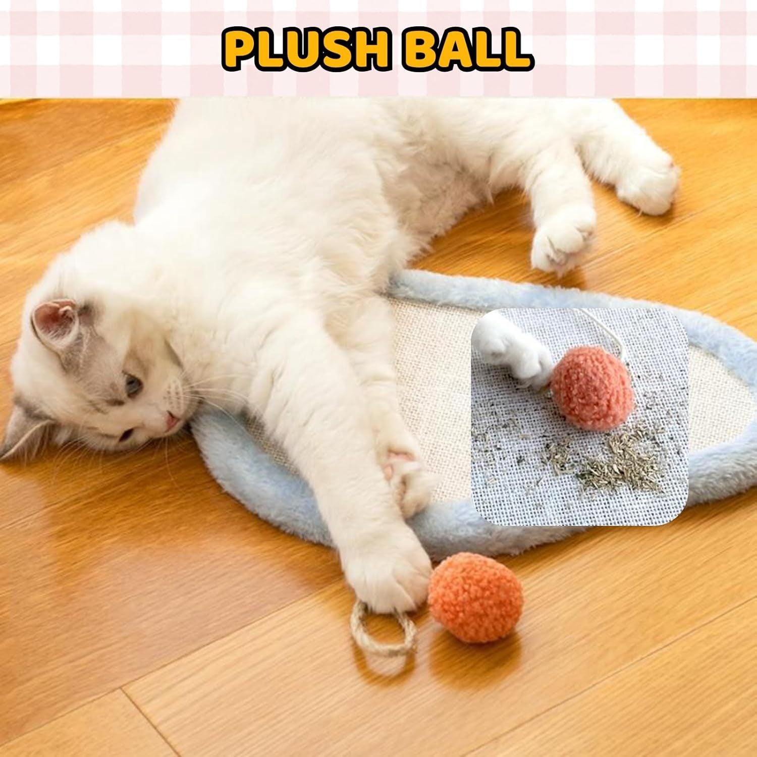 JMT-386570 Wall-Mounted Natural Sisal Cat Scratching Mat with Cute Sleeping Cat Design - Durable Indoor Furniture Protector