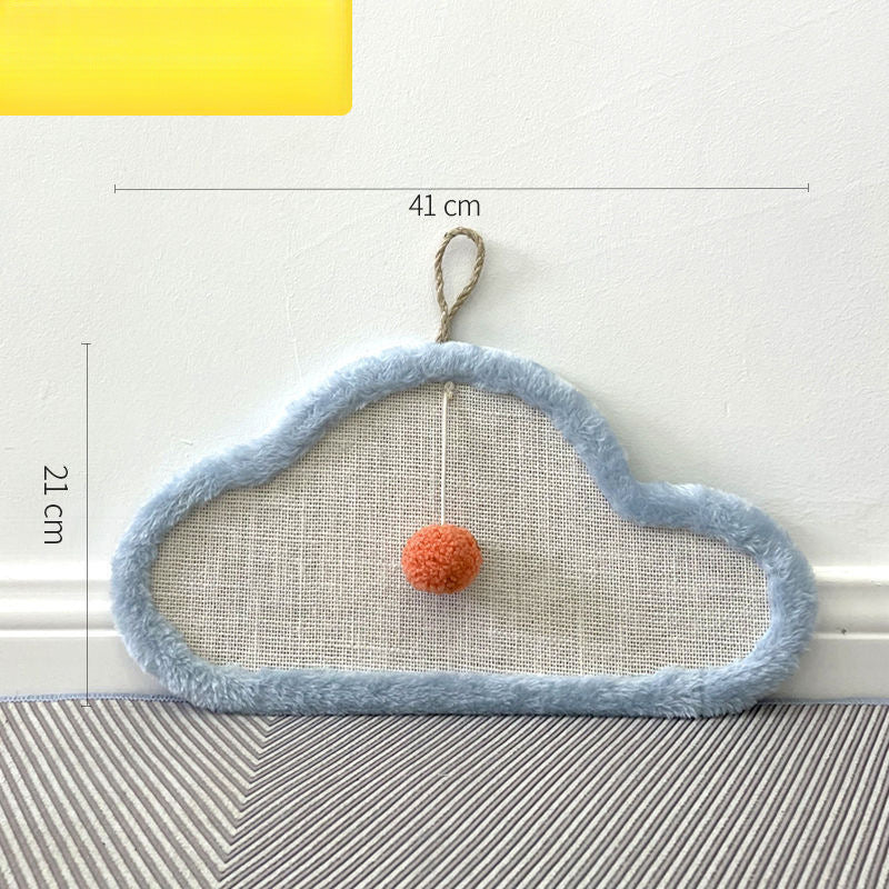 JMT-386570 Wall-Mounted Natural Sisal Cat Scratching Mat with Cute Sleeping Cat Design - Durable Indoor Furniture Protector