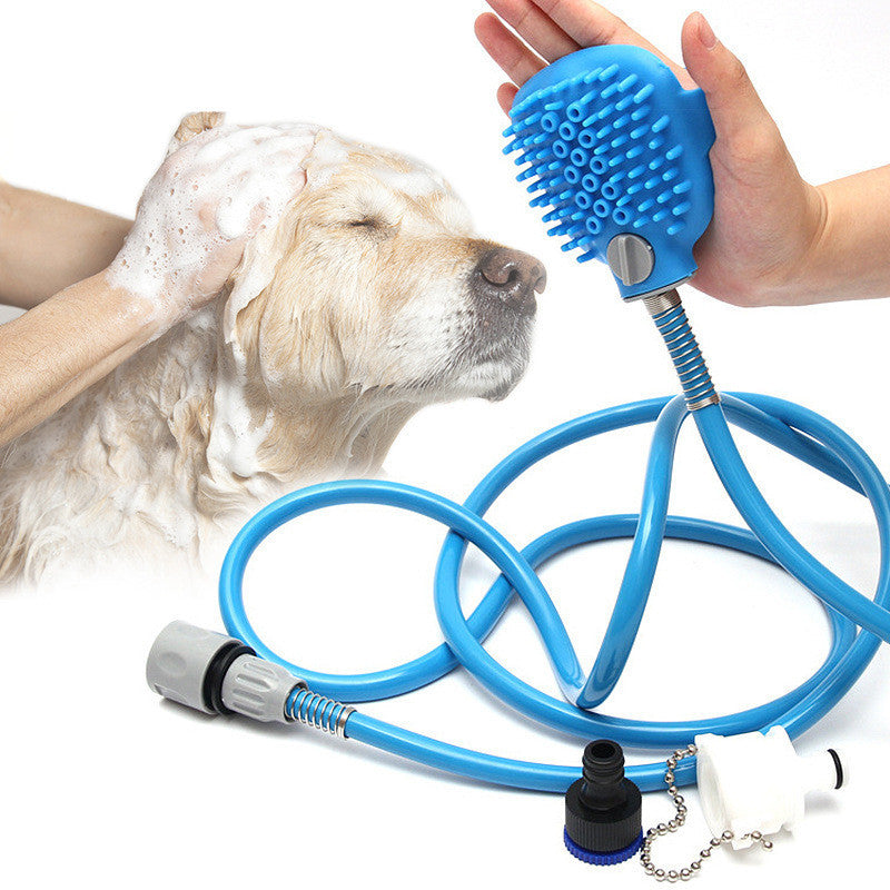 JMT-386634 Outdoor Pet Bath Brush with Shower Adapter for Dogs and Cats - 2.5M Silicone Hose