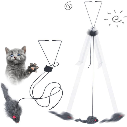 JMT-386698 Telescopic Hanging Cat Toy with Adjustable Rope and Swinging Mouse
