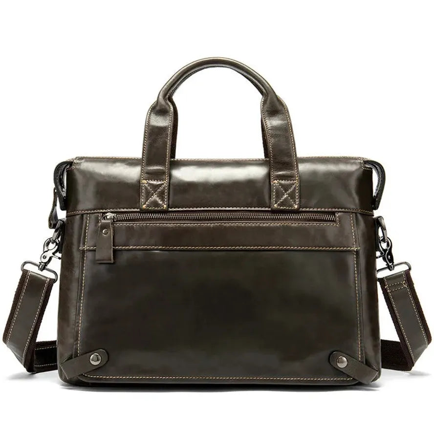 JMT-386954 Vintage Genuine Leather Men's Shoulder Bag Briefcase for Office Use - Model 9103