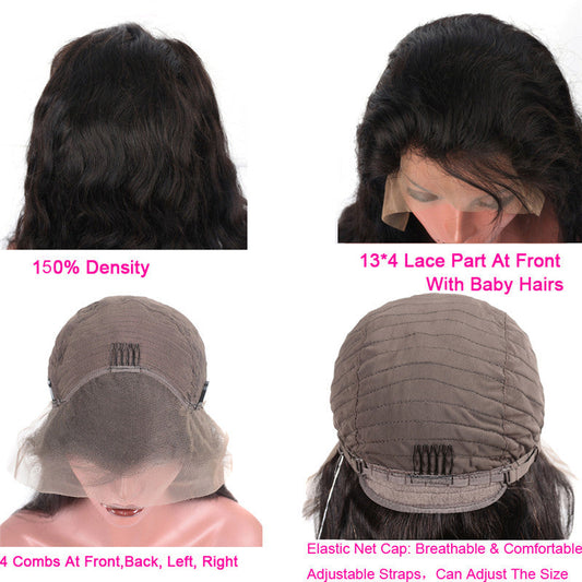 JMT-387082 Natural Color 13x4 Lace Front Human Hair Wig - Hand-Woven, Dyeable, Versatile Bang Styles