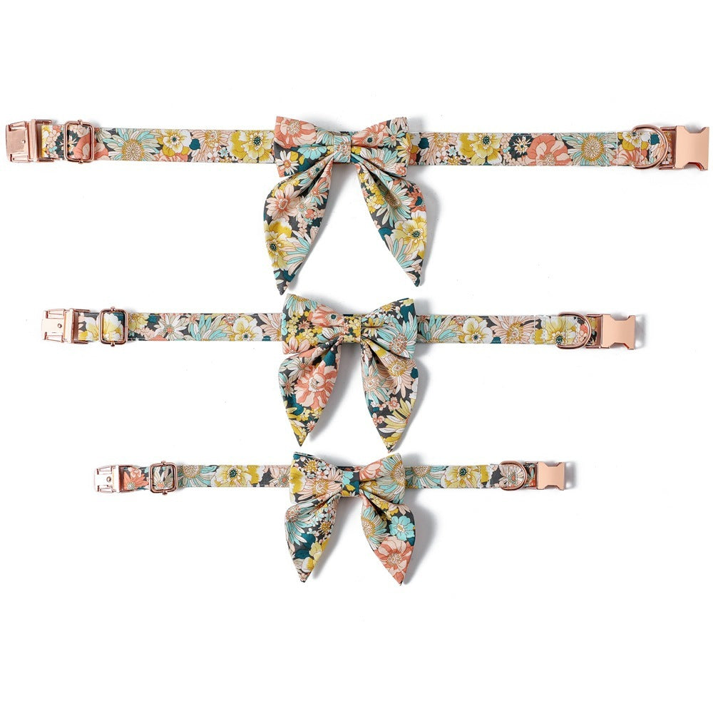 JMT-387210 Floral Cotton Dog Collar with Adjustable Rose Buckle - Perfect for Every Occasion