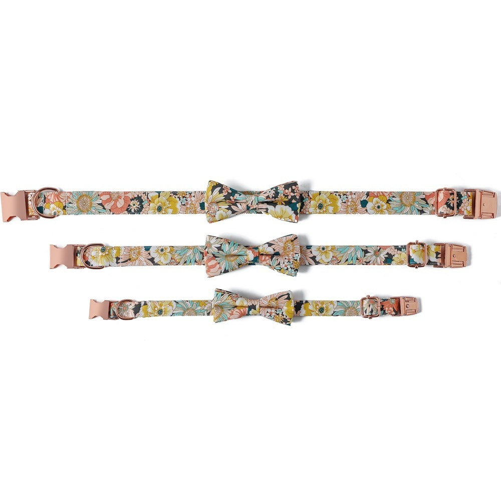 JMT-387210 Floral Cotton Dog Collar with Adjustable Rose Buckle - Perfect for Every Occasion