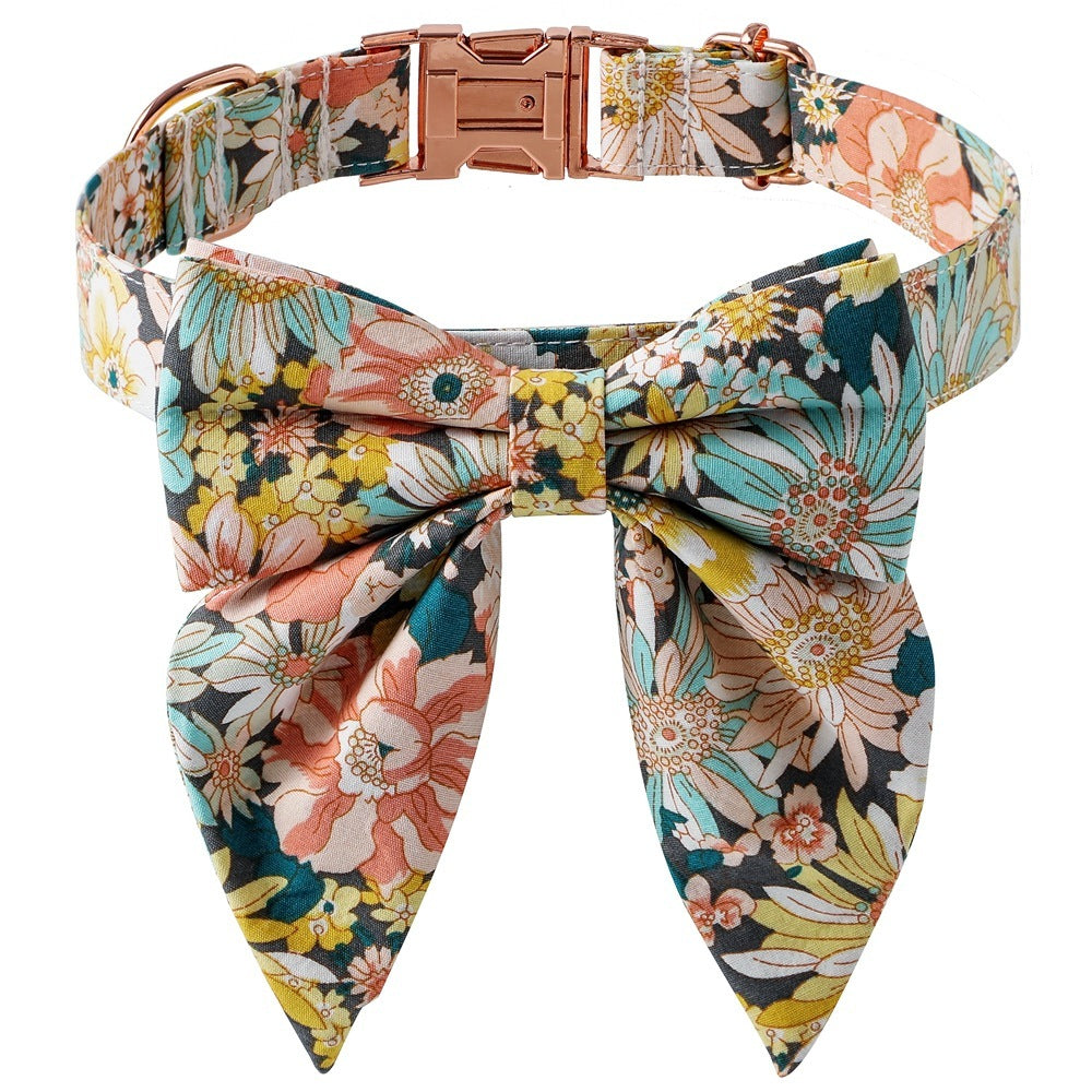 JMT-387210 Floral Cotton Dog Collar with Adjustable Rose Buckle - Perfect for Every Occasion