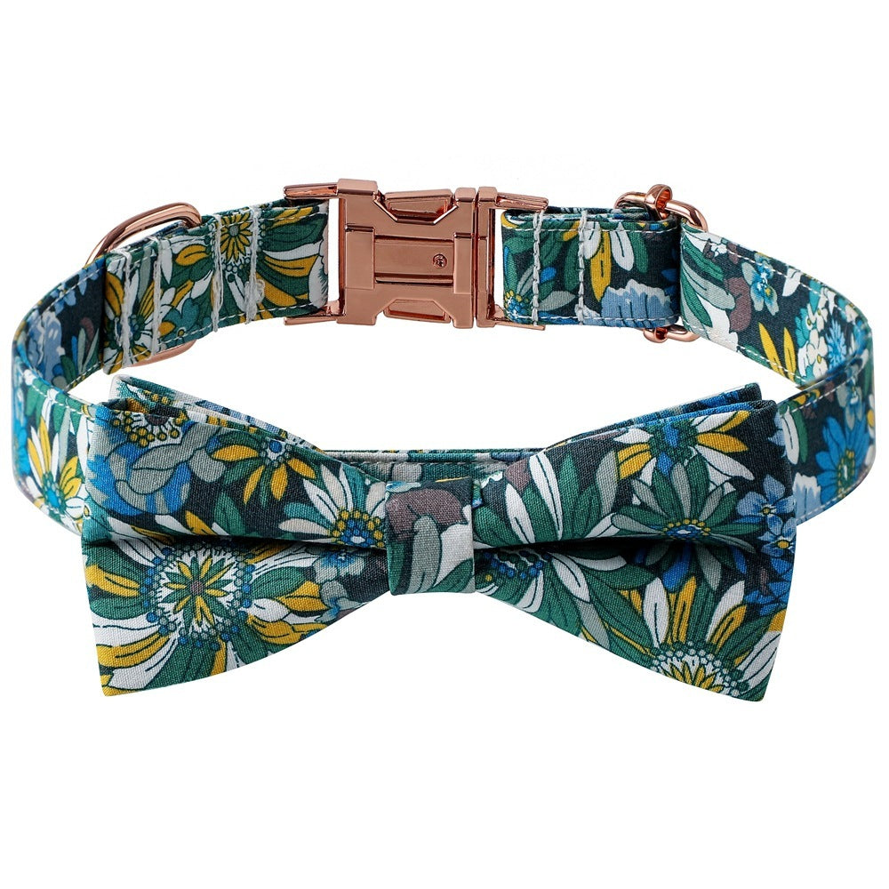 JMT-387210 Floral Cotton Dog Collar with Adjustable Rose Buckle - Perfect for Every Occasion