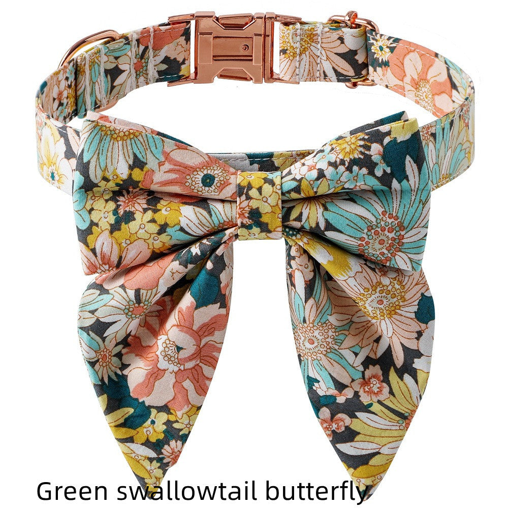 JMT-387210 Floral Cotton Dog Collar with Adjustable Rose Buckle - Perfect for Every Occasion