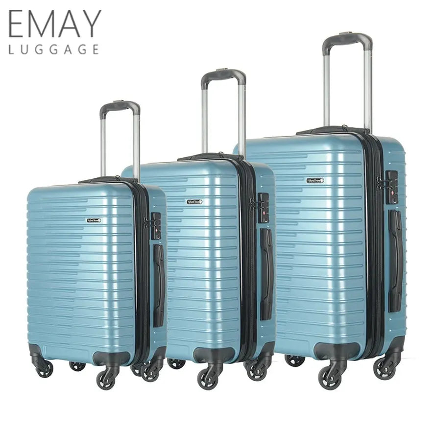 JMT-387274 Travel Trolley Luggage Bags Set of 3 Plastic Suitcases with Wheels for Easy Mobility
