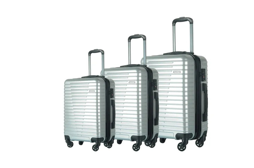JMT-387274 Travel Trolley Luggage Bags Set of 3 Plastic Suitcases with Wheels for Easy Mobility